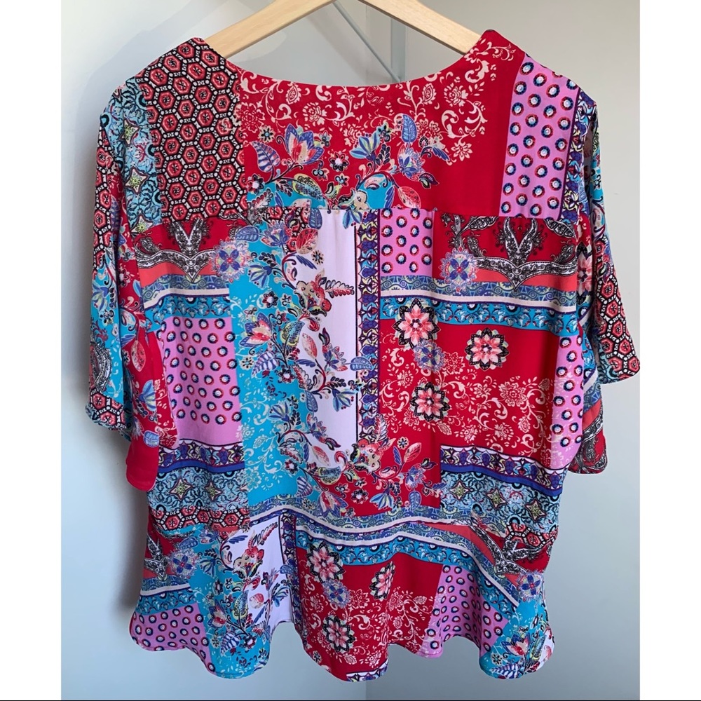 Chico’s • 3 • Patchwork Peplum Flutter Sleeve - image 3